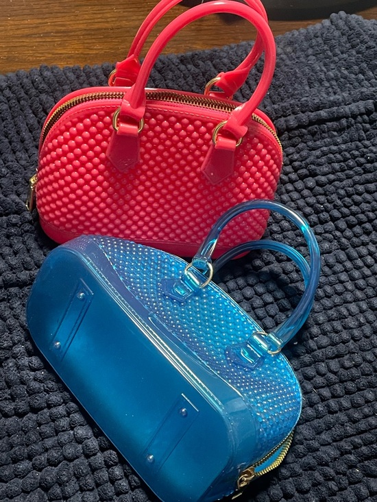 Handbags - Red and Blue Textured Dome Satchel Handbags - Women Bags